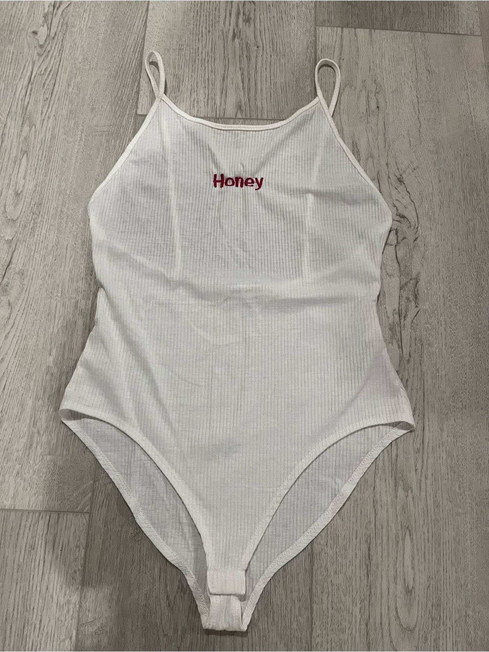 White 'Honey' Ribbed Bodysuit